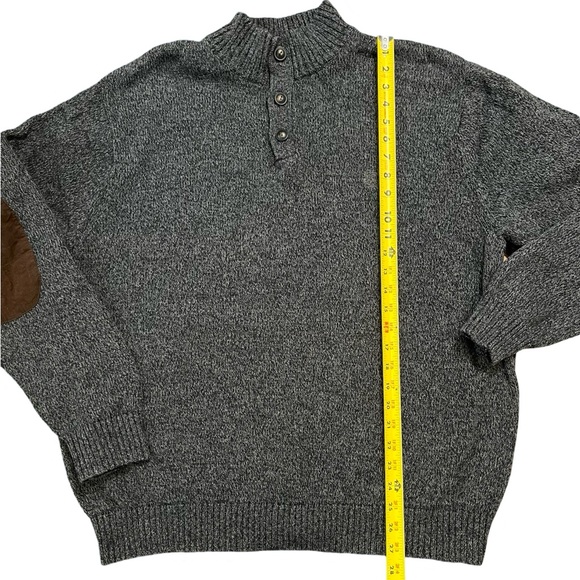 CHAPS Pullover Sweater | Men’s XXL | Gray with Brown Corduroy Patches at Sleeves - Picture 10 of 11